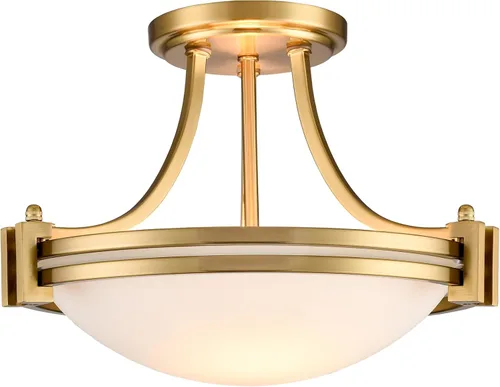 Vista 12 de Lámpara de techo de montaje empotrado moderna de oro 12 pulgadas lámpara de techo de vidrio lechoso 2 luces lámpara de techo de latón