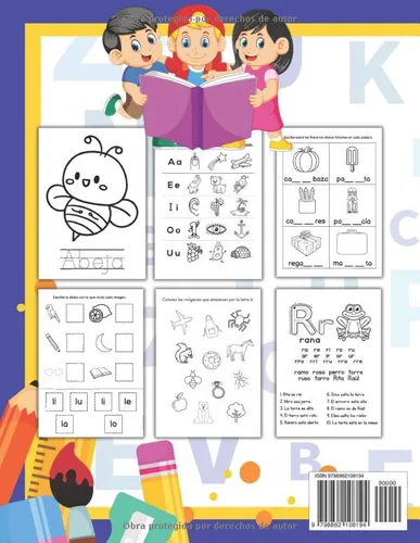 Vista 2 de Aprendiendo a leer, Lectura inicial, Cuaderno de actividades para niños de 3 a 6 años Trazo en español, Letras, abecedario, vocales, silabas