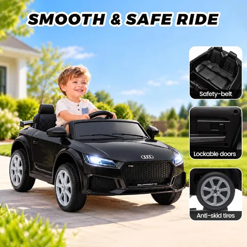 Vista 3 de Hotday Juguetes de paseo para niños pequeños de 12 V, con licencia Audi TT Negro