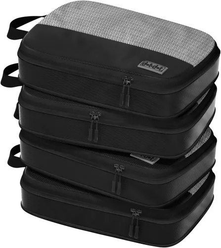 Vista 6 de 4 cubos medianos de compresión para viajes, organizadores de embalaje de equipaje, cubos de embalaje de viaje para maletas