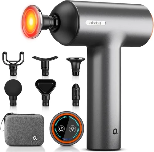 Vista 8 de arboleaf Pistola de masaje muscular de tejido profundo, 6 velocidades, potente pistola de masaje de percusión manual con estuche de viaje portátil