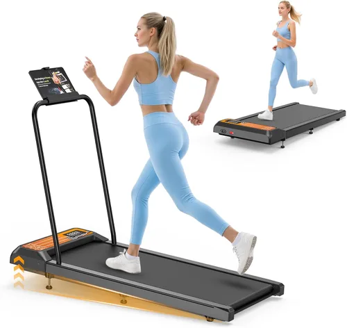 Vista 8 de Cinta de correr para debajo del escritorio con inclinación y manubrio Cinta de correr compacta, perfecta para correr, caminar y usar debajo