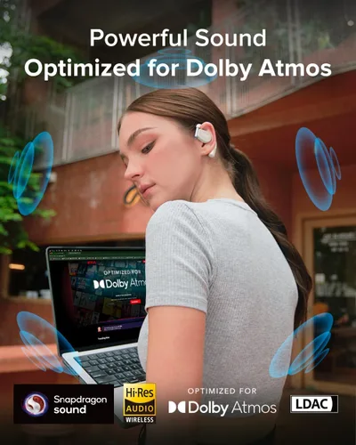 Vista 2 de Cleer ARC 3 Auriculares abiertos con Dolby Atmos y batería de 50 horas Gris claro
