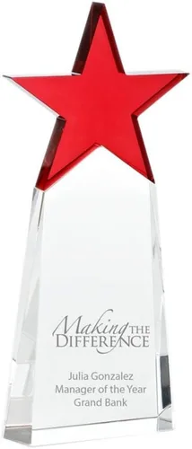 Vista 11 de Baudville Trofeo grabado – Cristal – Torre con estrella en la parte superior – Premio para empleados – Grabado personalizado de hasta cuatro líneas