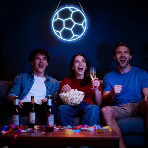 Vista 7 de Letrero de neón de fútbol, letreros de neón LED de fútbol para decoración de pared, luz de fútbol regulable alimentada por USB con interruptor