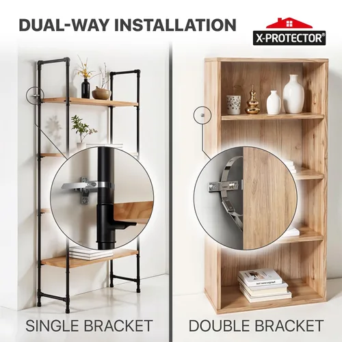 Vista 4 de X-Protector Anclajes para muebles a prueba de bebés – Paquete de 10 piezas – Anclaje de pared de metal para muebles – Anclajes de pared a prueba