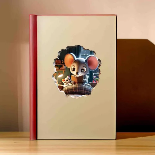 Vista 9 de Calcomanía de pared 3D con agujero de ratón - Calcomanía decorativa para pared de habitación de niños - Desmontable, se pega y se despega
