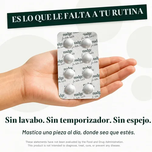 Vista 6 de Nudge Goma de mascar probiótica, menta sin azúcar, soporte para microbioma