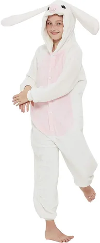 Vista 8 de ABENCA Pijama de conejo de Pascua para niñas, de dibujos animados, de una pieza, de animales, Halloween, Navidad, cosplay Conejito A-rosa