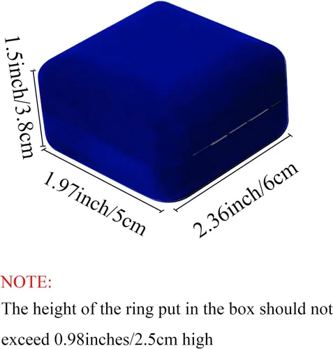 Vista 6 de Caja de anillo de terciopelo 2 ranuras con luz LED para compromiso Azul