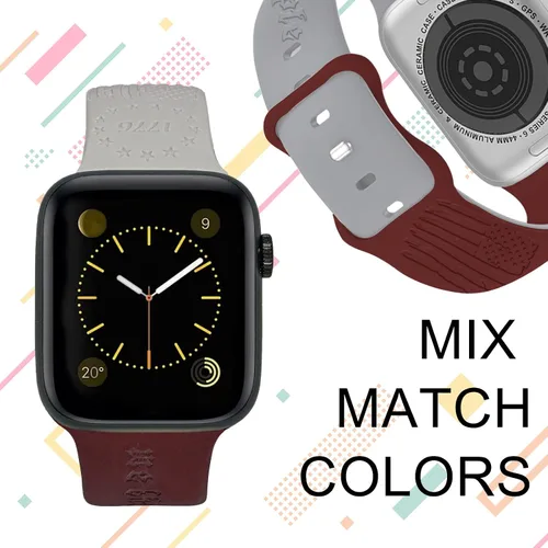 Vista 4 de 2 correas grabadas compatibles con Apple Watch Band 1.732 in 1.575 in 1.772 in, correa deportiva de silicona para mujeres y niñas, correa deportiva