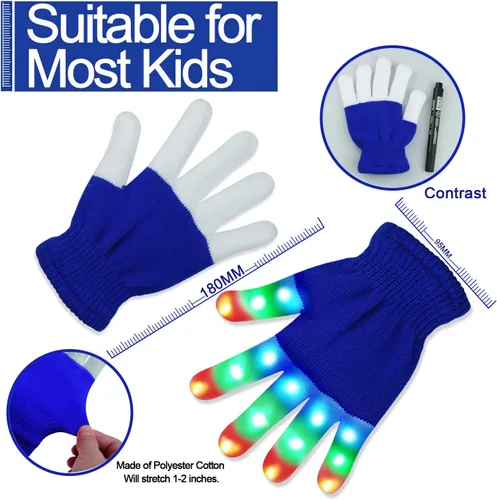 Vista 3 de Guantes con luces LED en los dedos para niños, divertidos, para regalo.