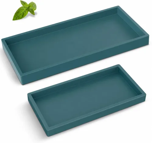 Vista 9 de Bandeja de baño de silicona, bandeja de baño pequeña negra a prueba de roturas, bandejas de tocador duraderas de silicona de alta calidad para Negro