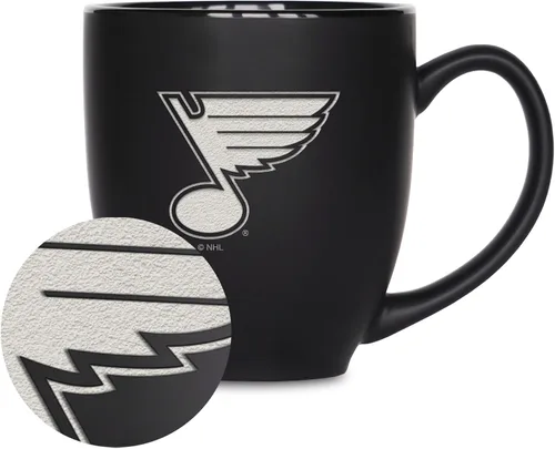 Vista 37 de Rico Industries NHL Hockey - Taza bistró de cerámica negra mate de 15 onzas