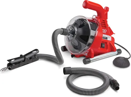 Vista 2 de RIDGID PowerClear - Kit de máquina de limpieza de drenaje de 120 voltios para bañeras, duchas y fregaderos, rojo, cable de repuesto de giro