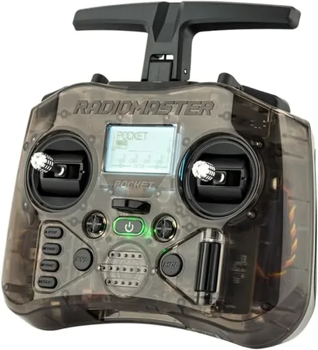 Vista 3 de Control remoto portátil de bolsillo RadioMaster Hall Gimbal EdgeTX con luz LED incorporada Modo 2 (Carbón, ELRS)
