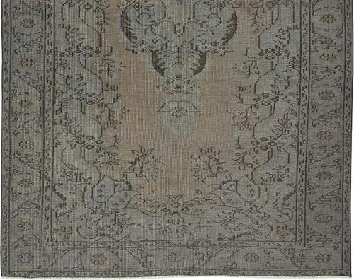 Vista 5 de 6x9.5 Ft Vintage Rug Over-Dyed in Gray for Modern Interiors, Handmade in Turkey