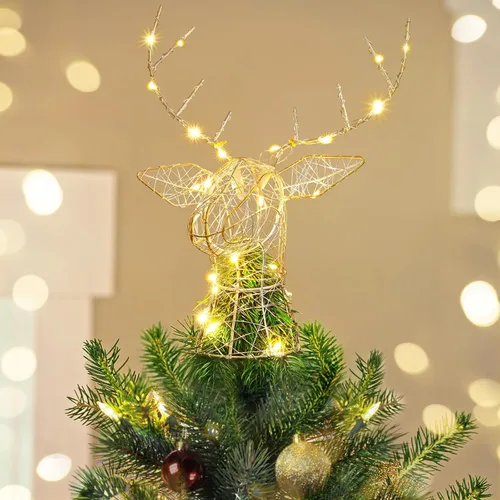 Vista 15 de Luxspire Estrella Superior para Árbol de Navidad, Luces LED de Metal con Purpurina 3D para Decoraciones Navideñas, Operada con Control Remoto y USB