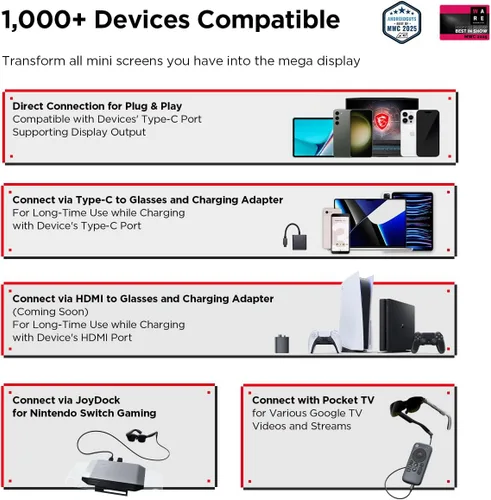 Vista 2 de RayNeo Gafas Air 3s AR/XR – Pantalla HueView FHD de 201" 120Hz
