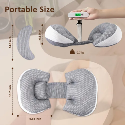 Vista 7 de Chilling Home Almohada de embarazo para dormir portátil, almohada de maternidad para dormir de lado, almohada de cuña de viaje, almohada corporal