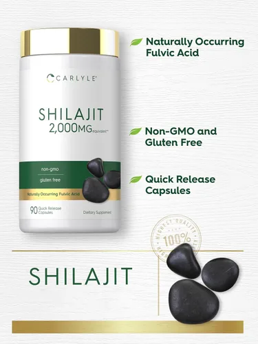 Vista 4 de Carlyle - Cápsulas de Shilajit 2000mg 90 unidades Suplemento sin OMG y sin gluten