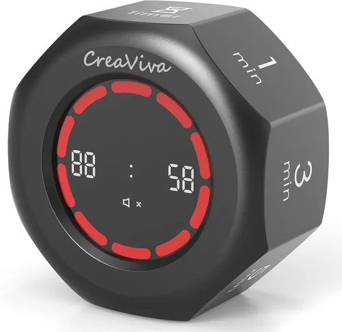 Vista 10 de Flip Cube Pomodoro Timer - Temporizador Visual Recargable de Cuenta Regresiva y Cronómetro de Cuenta Progresiva, 7 Intervalos Preestablecidos, 3