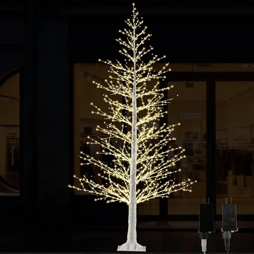 Vista 12 de Juego de árbol de abedul iluminado de 2 a 4 pies con 500 luces LED blancas Árboles negros