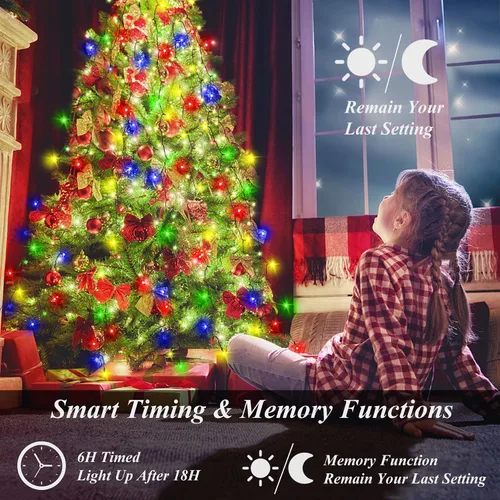 Vista 2 de aneeway 400 luces LED para árbol de Navidad, luces de Navidad con 8 modos de luz y función de memoria, 16 cadenas de luces de 6.6 pies con función