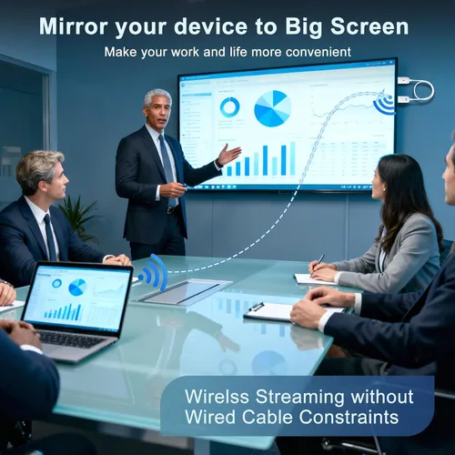 Vista 5 de Adaptador de pantalla HDMI inalámbrico para iPhone, transmisión de video/audio/archivos de forma inalámbrica para iPhone, iPad, Android, tableta