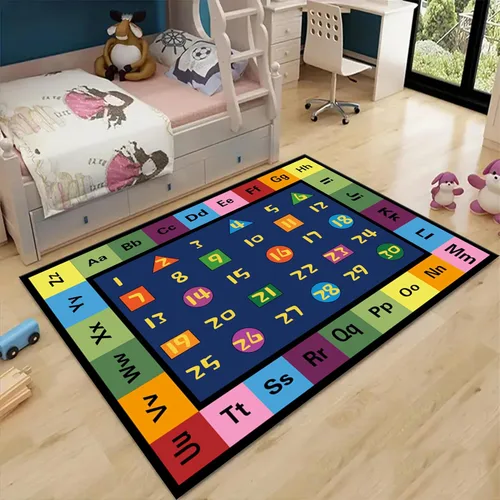 Vista 7 de Alfombras de área para niños, 3 x 4 pies, alfabeto, números y formas, alfombra de aprendizaje educativa para niños para sala de juegos, sala
