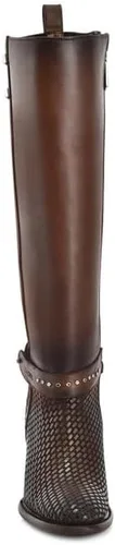 Vista 3 de Cuadra Botas altas para mujer en piel auténtica marrón 4V03RS