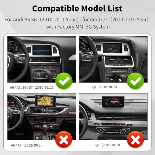 Vista 2 de CarPlay inalámbrico Road Top para Audi A6 S6 Q7 con MMI 3G Carplay Interface Decoder for Audi A6 S6 (2010-2011) & for Audi Q7 (2010-2015)