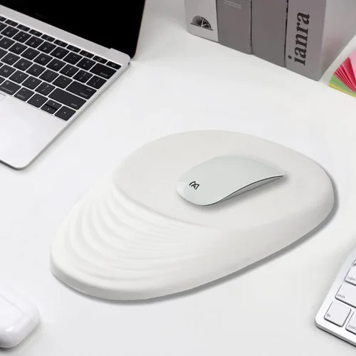 Vista 5 de Alfombrilla de mouse ergonómica con soporte de muñeca, alfombrilla de mouse blanca con reposamuñecas, toda la espuma viscoelástica y base