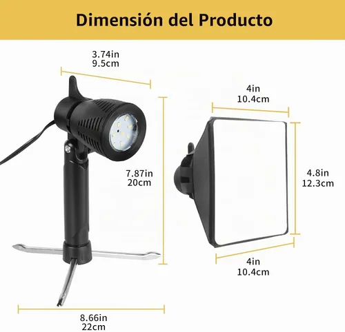 Vista 6 de Meking Mini kit de iluminación de fotografía Softbox, lámpara LED de Luz blanca