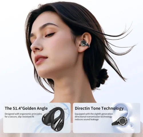 Vista 2 de Auriculares de oreja abierta I5, auriculares inalámbricos Bluetooth 6.0 para iPhone y Android, gimnasio y correr, IPX5 a prueba de sudor, tiempo