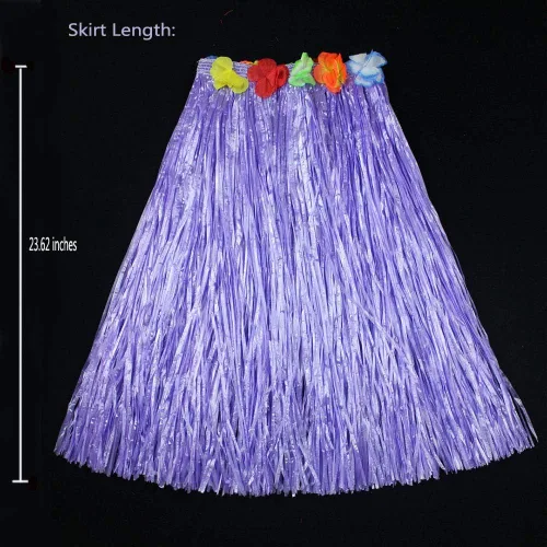 Vista 7 de Faldas de hierba para adultos, falda hula talla grande, disfraz de fiesta hawaiana Luau Dance Hawaiian Party Costume cintura elástica, Púrpura