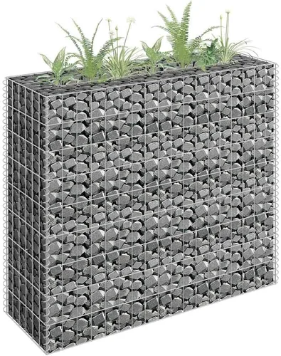 Vista 2 de vidaXL Gabion - Maceta elevada para pared, jardín, césped, patio, jardín, jardín, jardín, jardín, jardín, flores, acero galvanizado, 35.4 x 35.4