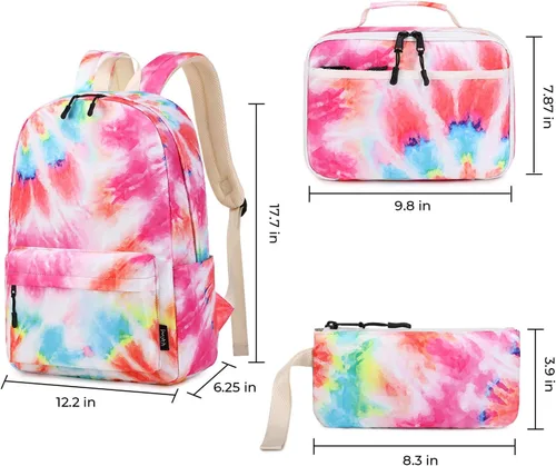 Vista 2 de Imyth Backpack for Teen Girls School Gift Bookbag Lunch Box Pencil Bag 3 in 1 Set