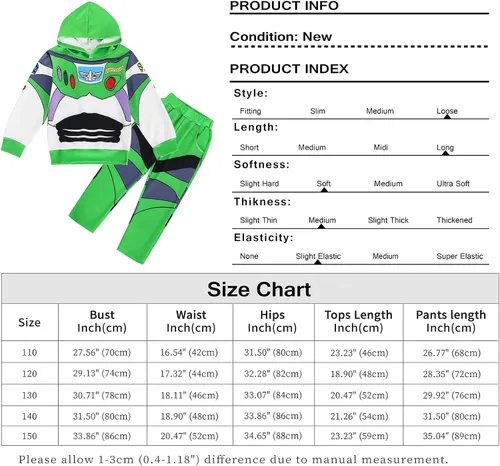 Vista 7 de Marendyee Disfraz de Buzz Lightyear para niños, sudadera de manga larga, sudadera con capucha para Halloween, Navidad, fiesta de cumpleaños