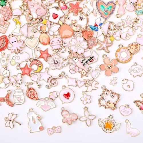 Vista 15 de MARFOREVER - 120 dijes de corazón para hacer joyas, amores de San Valentín