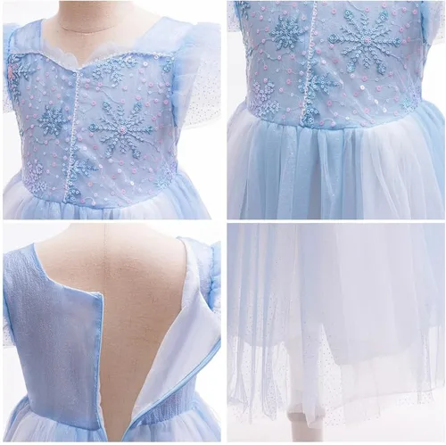 Vista 47 de Frozen - Vestido de princesa Elsa para niñas, disfraz de Halloween, Navidad, cumpleaños, fiesta, vestido de tul con accesorios