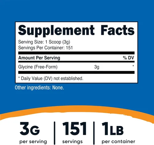 Vista 2 de Nutricost - Glicina en polvo 1 lb - Sin OMG, sin gluten