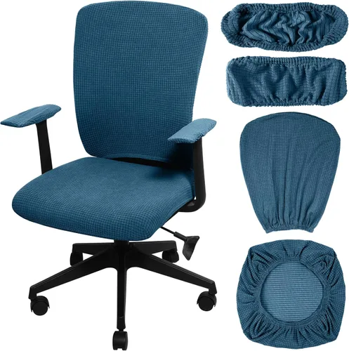 Vista 10 de Tallew Juego de 4 fundas protectoras universales para sillas de oficina, fundas de asiento elásticas para sillas de oficina, fundas para Negro