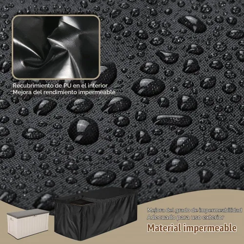 Vista 2 de Cubierta para caja de cubierta impermeable resistente al agua, caja de almacenamiento para patio, con cremallera, funda de banco otomano