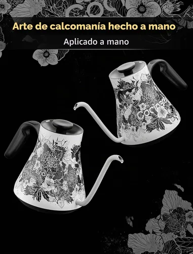 Vista 7 de Cocinare Hervidor eléctrico de cuello de cisne, control preciso de temperatura de ±0.5 °F, calentamiento rápido de 1500 W, café y té, acero Blossom