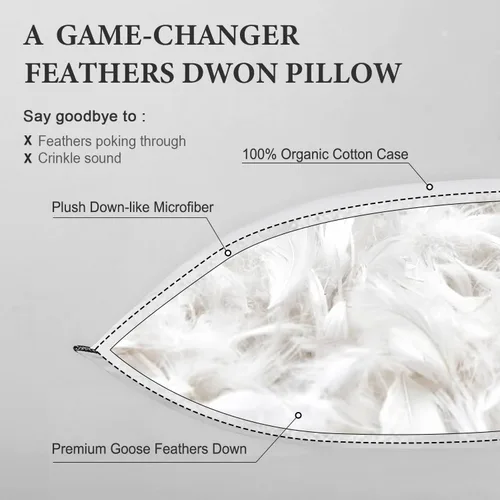 Vista 3 de DWR Almohada corporal de plumas de ganso, envoltura alternativa al plumón, funda de algodón orgánico, almohada de cuerpo completo de soporte medio