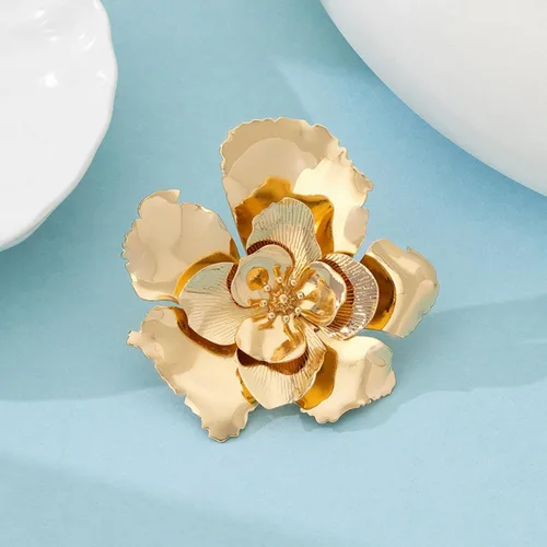 Vista 3 de Gold Flower Brooch Pin for Women Gold Flower Brooch Pin Large Blossom Floral Brooches Holiday Daily Wedding Jewelry