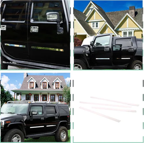 Vista 5 de Protector de puerta de moldura lateral para Hummer H2 2003-2009, kit de moldura de cuerpo de acero inoxidable