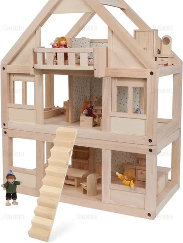 Vista 5 de AUEAR, Escaleras en miniatura Escalera de madera 1:12 Stringer Steps Model DIY Escalera Accesorios Decoración para Muebles Micro Paisaje