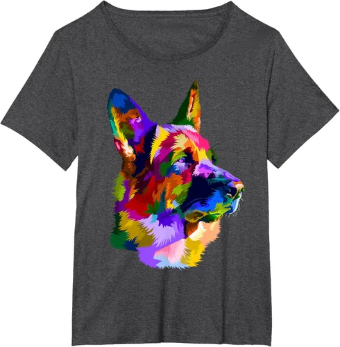 Vista 24 de Camiseta con retrato de pastor alemán para dueños de perros, Negro, S